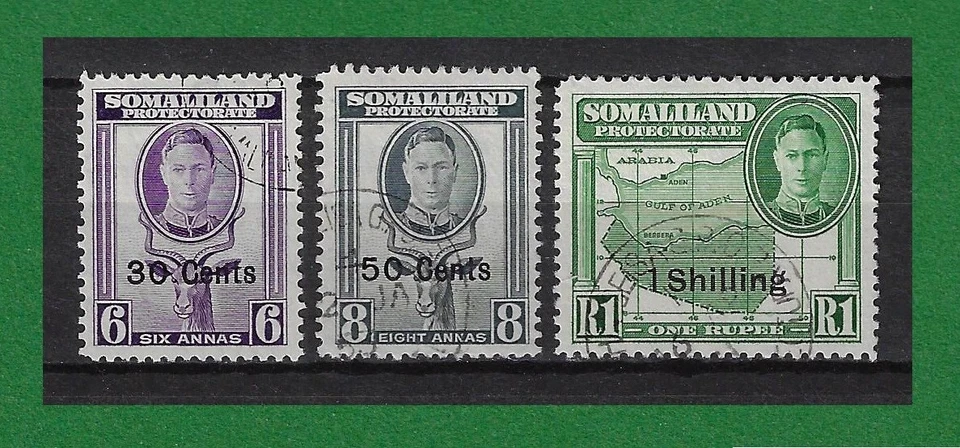 S663, Somaliland, 1951, KGVI, Surcharged With New Currency, VFU - Image 1 of 1