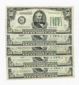 FR#2102C&G $50 1934 (5) Federal Reserve Notes Chicago/Philadelphia AU DC-6172 - Picture 1 of 2