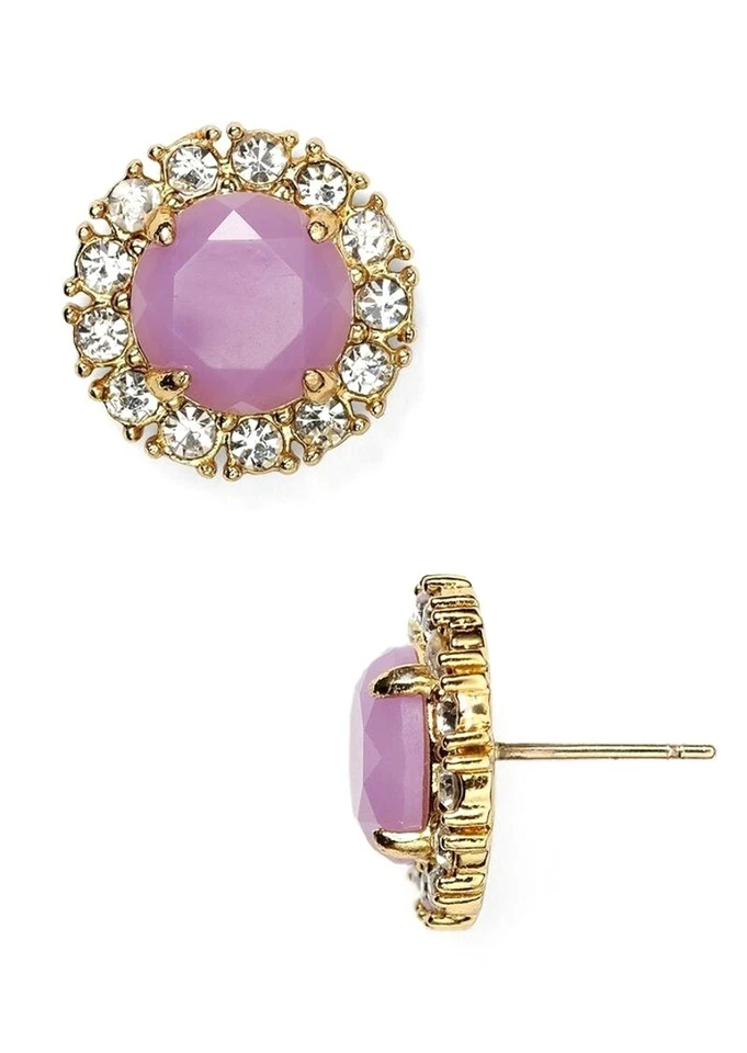 Kate Spade 'secret garden' lilac stone gold plated round stud earrings $128 - Image 1 of 1