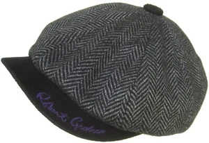 Robert Graham Wool Herringbone 8/4 Newsboy Cap Apple Jack Hat Suede Peaky Gatsby - Picture 1 of 13