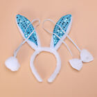 3 Bunny Ears Headband Bow Tie Tail Set Plush Rabbit Ears
