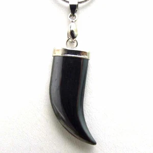 35mm Wolf Head Natural Black Hematite Pendant Necklace for Women 17" Jewelry - Picture 1 of 8