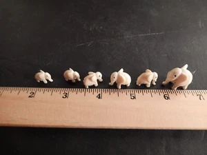 Estatuilla de elefante de buena suerte miniatura china de hueso bovino tallado de colección 6 - Imagen 1 de 2