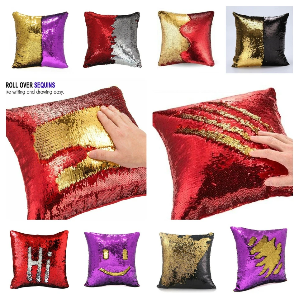 17" Magic Mermaid Reversible Sequin Glitter Sofa Cushion Cover & Filled Cushion* - Image 1 of 1