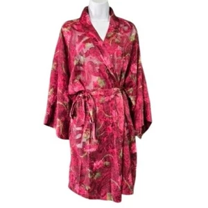 Sophia By Delicates Womens Floral Kimono Robe Sheer Paisley Burgundy Maroon - Picture 1 of 6