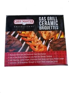 Chef Master Ceramic Gas Grill Self Cleaning 50 Briquettes - Picture 1 of 6