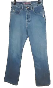 Vintage SILVER Straight Leg Button Fly Denim Jeans Women's 30 x 32 (28x30) Boot - Picture 1 of 8