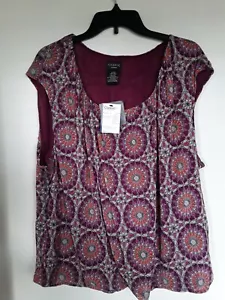 Camiseta sin mangas George Beige Magenta Naranja Floral Talla 4X NUEVA - Imagen 1 de 3