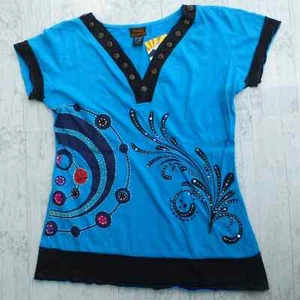 Camicetta Rising International taglia S cuciture ricamate Made in Tibet - Foto 1 di 7