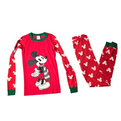 Juego de pijama navideño Hanna Andersson Disney rojo Mickey Mouse tamaño: 10 Foto 1 de 3