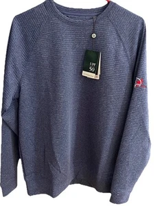 Donald Ross Dornoch Crewneck 50 UPF Golf Sweatshirt Blue Medium NWT - Picture 1 of 8