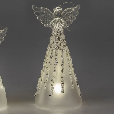 LED Dekofigur Engel PEARL mit Perlen H. 18cm aus Glas Formano W25 - Bild 1 von 2