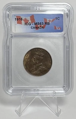 1916 Canada King George V 1 Cent ICG MS63 RB DDO Canadian Penny Royal Mint - Image 1 of 4