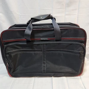 Samsonite Oyster Garment Bag 1987 Black Red Trim Fold-Out Travel Luggage USA - Picture 1 of 11