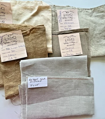 Hand Dyed Linen 5 Pc Lot Assorted Color Sizes Counts Cross Stitch Fabric Unused - Image 1 of 4