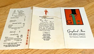 1930's GAYLORD INN Souvenir Menu 620 Jones Street San Francisco - Picture 1 of 7