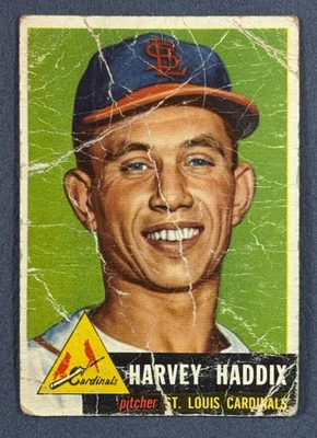 1953 Topps High Number Harvey Haddix #273 Rookie RC SP Estampa Curta Má Condição - Imagem 1 de 2