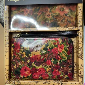 Patricia Nash Reala Leather Wristlet and Print Scarf Set-Golden Rustic Forest - Picture 1 of 9