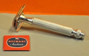 Navaja de afeitar de seguridad "Rotbart" Anticor Hornhauthobel DE latón cebada de colección alemana c.1959 - Imagen 1 de 9