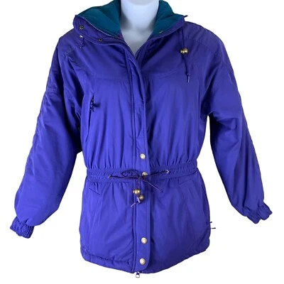 Abrigo Vintage Talla Mediana Primeras Pistas Púrpura Azul Cremallera Cintura Ajustada Mujer Chaqueta Foto 1 de 4