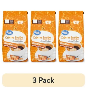 (3 pack) Great Value Crème Brulee Medium Roast Ground Coffee, 12 oz, Bag - Picture 1 of 9