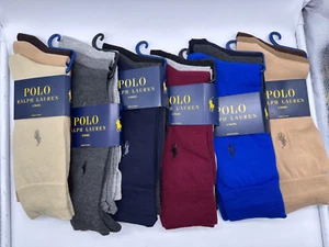 NEW 3 PAIRS PACK MENS RALPH LAUREN POLO CREW SOCKS 97% POLYESTER BLUR / GREY - Picture 1 of 43