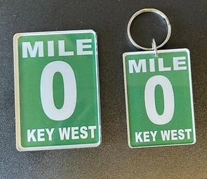 Key West Florida Meilenmarker 0 Acryl rechteckig Souvenir Schlüsselanhänger & Magnet  - Bild 1 von 6