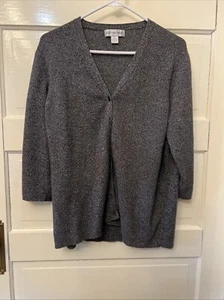 VTG August Max Woman Sz1X Button Front Cardigan Sweater Dressy Gray 100% Cotton - Picture 1 of 4
