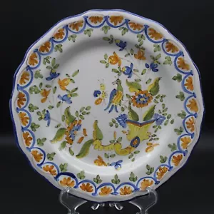 Handbemalter italienischer Fayence Teller Blumen- & Vogelmuster 9" Durchmesser Vintage - Bild 1 von 10