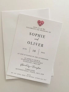 Personalised Wedding Invitations / Evening Reception Invites with Envelopes x 10 - Picture 1 of 9