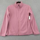 Amazon Essentials Girls Fleece Jacket Pink Solid Mock Neck Pockets Zip Xl New