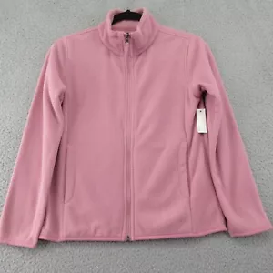 Amazon Essentials Girls Fleece Jacket Pink Solid Mock Neck Pockets Zip XL New - Picture 1 of 12