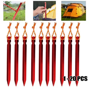 Pack of 20 Aluminium Alloy Tent Pegs 18cm Lightweight Nail Stakes Outdoor - Picture 1 of 11