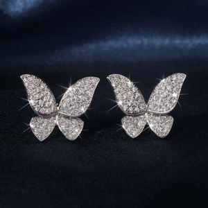 Ohrstecker Schmetterling Platiniert Zirkonia Damen Mädchen Ohrringe 3A - Bild 1 von 5