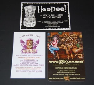 Lot of 3 Vintage Ad Cards for Big Toe Art, HooDoo Tiki Boutique, and Kahuna Tiki - Picture 1 of 2
