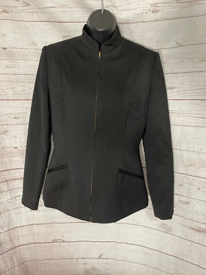 Casual Corner Women’s Gray / Blue 100% Wool Full Zip Windbreaker Jacket Size 4 - Image 1 of 4