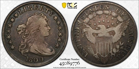 1800 Draped Bust Dollar $1 PCGS VF 20 Cover