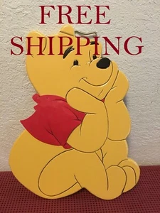 CLEARANCE *VTG Winnie the Pool Disney Wooden Wall Decor Standee Nursery 11" x 9" - Picture 1 of 7
