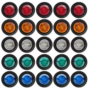 10Pcs 12V Car Truck Lorry Round LED Bullet Button Side Mini Marker Lights Lamp - Picture 1 of 15