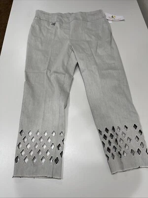 BREEZES  Diamond Lattice Hem Denim Capri Pant Silver 12 - Image 1 of 3