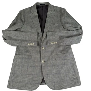 J. Blazer Crew Ludlow Calce Ajustado Mezcla de Lana a Cuadros Para Hombres 40L Gris Abrigo Deportivo Claro - Imagen 1 de 10