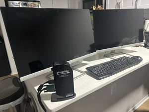 Dual Monitor Setup With Monitors, Docking Station, Wireless Keyboard and Mouse - Picture 1 of 4