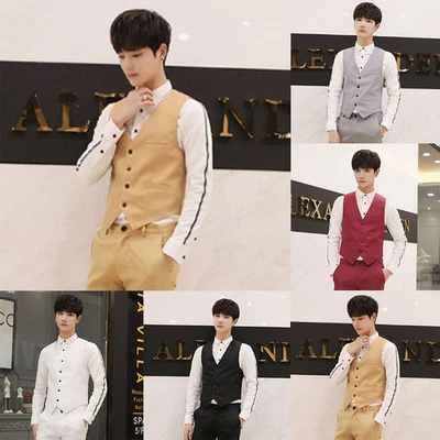 Clothing Mens Vest Slim Summer Work All Seasons Autumn Business Casual - Image 1 of 4