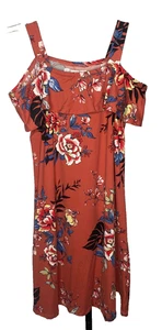 Abito donna francese lavanderia floreale spalle fredde taglia small elasticizzato resortwear - Foto 1 di 4