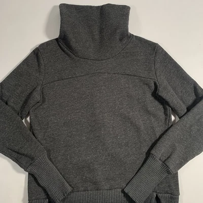 ALO Yoga Haze Funnel Neck Thumbholes Pullover Sweatshirt Womens Small Charcoal - Image 1 of 4