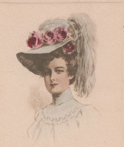 A Happy New Year Pretty Woman Gorgeous Hat Postcard - Picture 1 of 3