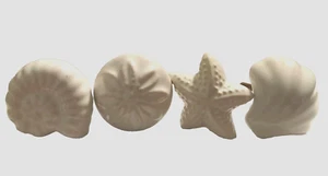 Sea Shell Shaped White Ceramic 4 Drawer Pulls Knobs Nautical Beach House Decor - Picture 1 of 7