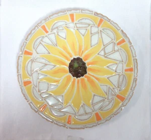 Yellow Sunflower Mosaic Wall Art, Handmade Ceramic Mosaic Sunflower Trivet, 9" - Picture 1 of 5