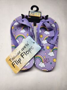 Rainbow Stars Foam Flip Flops, Toddler Girls Purple/White, Size M (7/8)