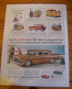 Anuncio de revista AMC Rambler 1959 "Big Car Room-Small Car Economy" - Imagen 1 de 1